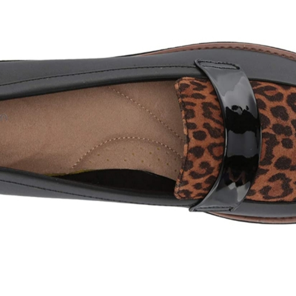 Clark's BLK Women Loafers Print Leopard Size 6.5 NWOT